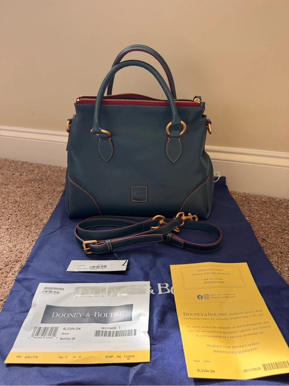 Dooney and Bourke Satchel 38 in Denim - Picture 3 of 9